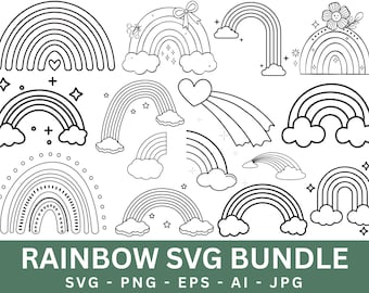 Rainbow SVG Bundle: Hand Drawn Cut Files for Cricut (Digital Download