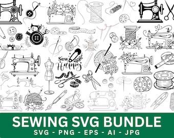 Sewing SVG Bundle, Monogram Frames, Tailor Clipart (Digital File)