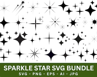 Sparkle Star SVG Bundle: Clipart, Cut Files (Digital Download)