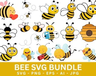 Bee SVG Bundle: Honeycomb, Queen Bee, Clipart (Digital Download)