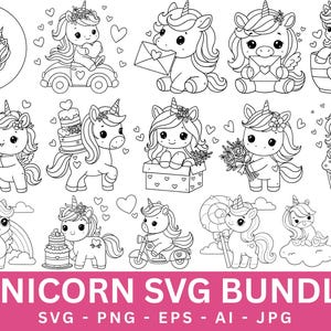 Unicorn Bundle Svg,Unicorn png,Cute Unicorn Svg,Unicorn Cut File,Unicorn Birthday Girl,Unicorn ClipartCricut,Baby Nursery,Unicorn Silhouette