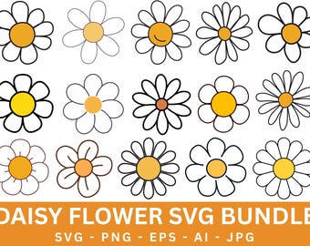 Pakiet Daisy SVG: pliki do wycinania kwiatów dla Cricut i Silhouette (pobieranie cyfrowe)