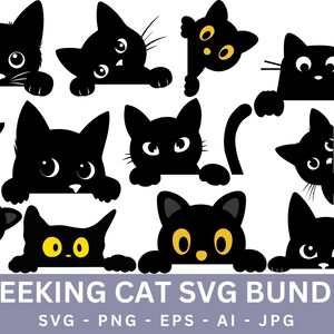 Peeking Cat SVG PNG EPS Clipart, Peeking Kitten Silhouette, Peeking Cats Template, , Cut Files, Instant Download
Peeking Cat SVG Bundle pack - All Cat breed Silhouettes & Cut Files High Quality for Cricut | Laser cut svg, png, dxf Vector Commercial use
Peeking Cat SVG Pack - Cat Silhouette, Peeking SVG, Cut Files for Cricut & Silhouette in Svg, Png, and Eps ,DXF formats. best cat svg bundle