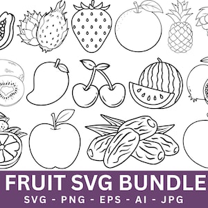 Tropical Fruit & Vegetable Clip Art Bundle: Hand-Drawn SVG, PNG, JPEG (Digital Download