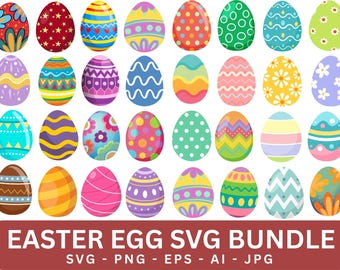 Colorful Easter Eggs SVG Bundle: Silhouette Vector Cut Files (Digital Download)