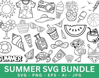 Summer SVG Bundle: Sunshine, Beach Life Cut Files (Digital Download)