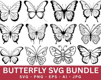Butterfly SVG-paket: Lagerbaserade clipartfiler för Cricut (Direktnedladdning)