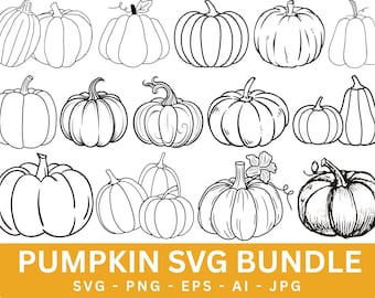 Outline Pumpkin SVG: Halloween Thanksgiving Vector Cut File (Digital Download)