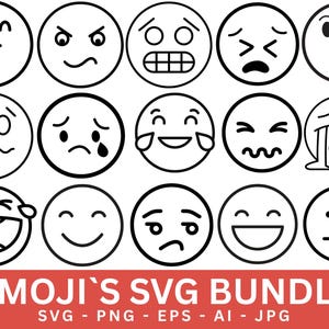 Pacote Emoji SVG: Clipart de Rosto Sorridente, Design Vetorial (Download Digital)