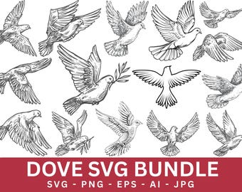 Dove SVG Bundle: Pigeon, Peace, Wedding, Silhouette (Digital Download)