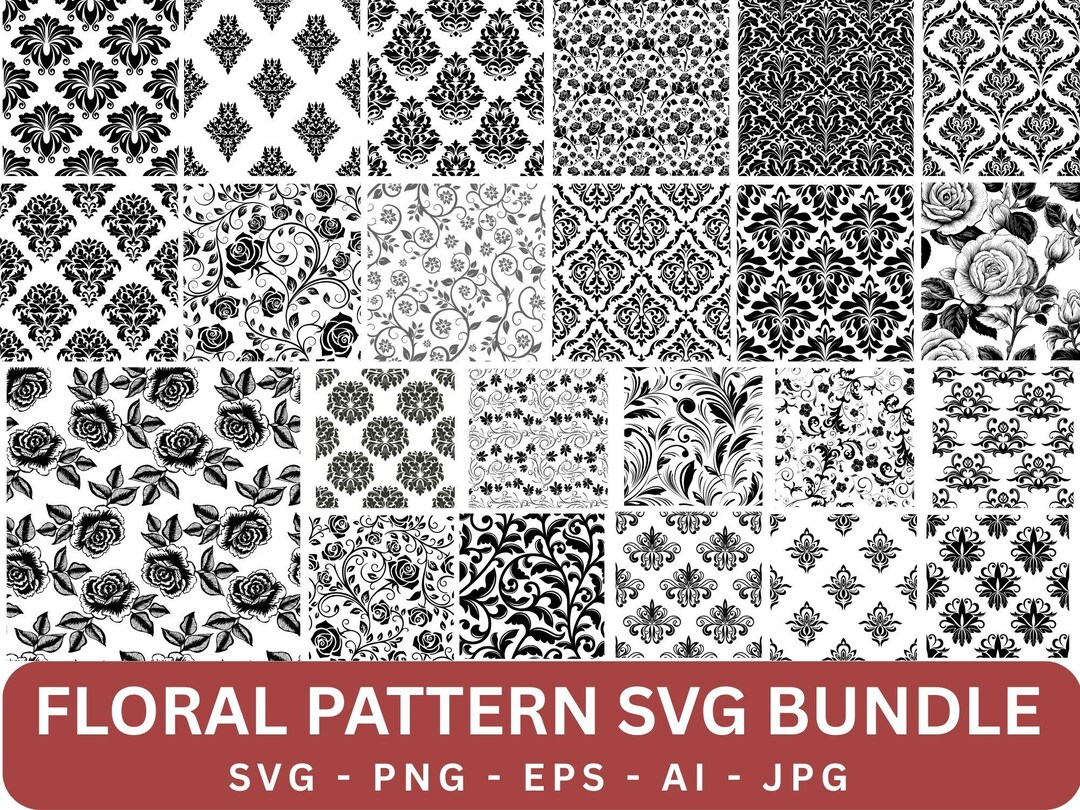 Flower Seamless Pattern SVG Bundle: Cricut & Silhouette Cut Files ...