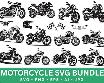 Motorcycle SVG Bundle, Vintage Motorbike Cut Files (Digital Download)