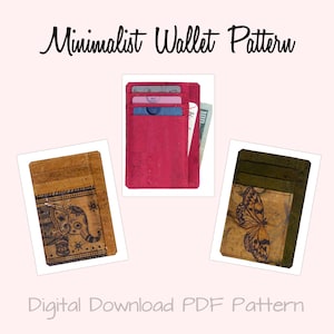 Padrão de carteira minimalista / Padrão de costura em PDF / Padrão de carteira / Padrão de tecido de cortiça / Padrão de couro / Padrão de vinil