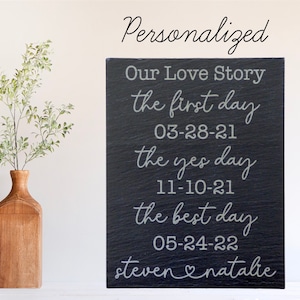 Engraved Slate Sign (7&quot; x 9&quot;) - Our Love Story - PERSONALIZED