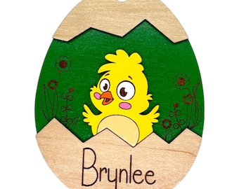 Personalized Easter Egg Chick - Personalized Easter Basket Tag - Personalized Easter Decoration