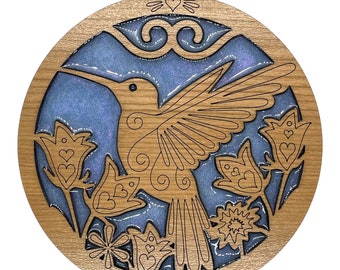 Hummingbird Suncatcher - Hummingbird Decoration - Wood and Epoxy Suncatcher