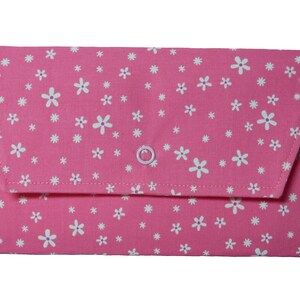 ABSTAND!!  Portemonnaie mit rosa und weißen Blumen (volle Größe, Kartenfächer, Druckknopfverschluss, Münzfach) (pink, weiß)