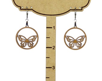 Butterfly Earrings - Wood Earrings - Leverback Earrings