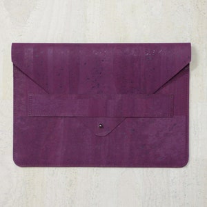 CLEARANCE!!  Cork Fabric iPad / Tablet Case  - Purple (extra pocket, pencil holder, double closure) (vegan, renewable) (sugar plum)