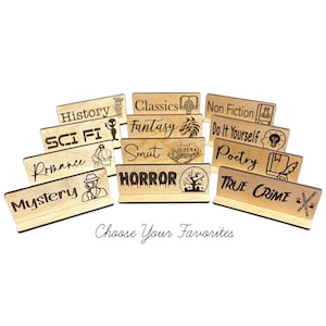 Book Genre Signs - Library Signs - Bookshelf Signs - Choose Your Favorites