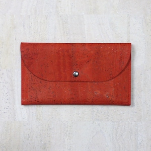 ¡LIQUIDACIÓN! Cartera de corcho - Rojo tomate (ranuras para tarjetas, bolsillo para billetes, bolsillo para el móvil, bolsillo con cremallera) (corcho, vegano, alternativa al cuero)
