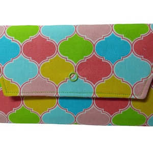 ¡LIQUIDACIÓN! Cartera de tela - Colorida y brillante (tamaño completo, ranuras para tarjetas, cierre a presión, monedero, compatible con el teléfono) (verde, amarillo, rosa, turquesa)