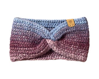 Crochet Twist Ear Warmer - Crochet Headband - Shades of Purple (Teen to Small Adult Size)