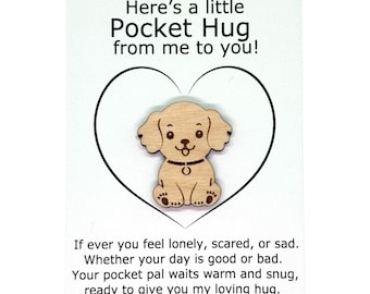 Dog Pocket Hug - Puppy Pocket Hug - Wood Pocket Hug - Pocket Hug with Card