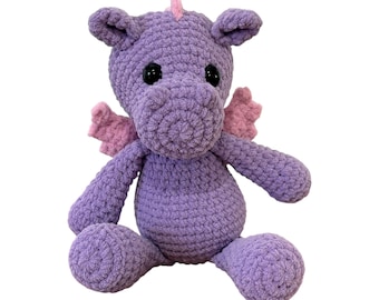 Purple and Pink Crochet Dragon (Small) - Chenille Dragon