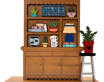 Hutch with Plants Shelf Sitter - Plant Shelf Decor