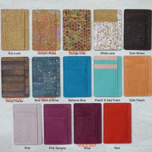 LIQUIDATION !!  Portefeuille minimaliste en liège - Choisissez votre couleur (emplacements pour cartes, poche pour billets) (tissu en liège, végétalien, alternative au cuir)