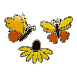 Schmetterling und Blumen Magnete - Handbemalte Magnete - Holz Magnete