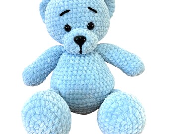 Light Blue Crochet Bear - Chenille Bear