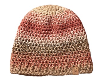 Crochet Beanie - Crochet Hat - Shades of Autumn (Small to Medium Adult Size)