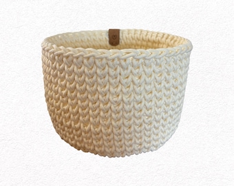 Off White Crochet Basket - Made with Cotton Braided Cord