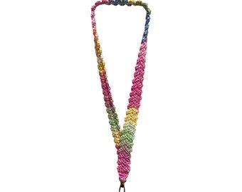 Crochet Lanyard - Multicolor Cotton - Petite / Short