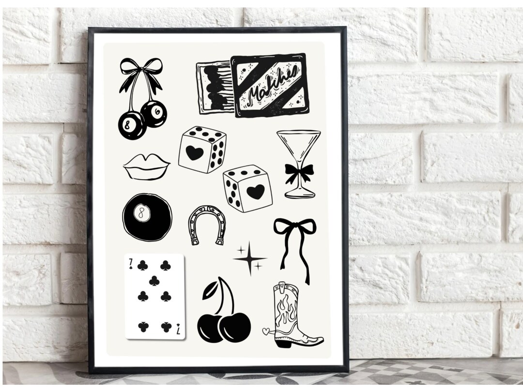Aesthetic Black Outline Sticker Art Print Lucky Charms digital aesthetic-black-outline-sticker-art-print-lucky-charms-digital