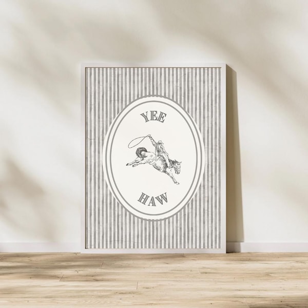 Yee Haw Cowboy Art Print | Neutral Western Decor (Digital Download)