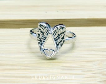 Angel Wings Women's Ring, Vintage Unique S925 Silver Ring