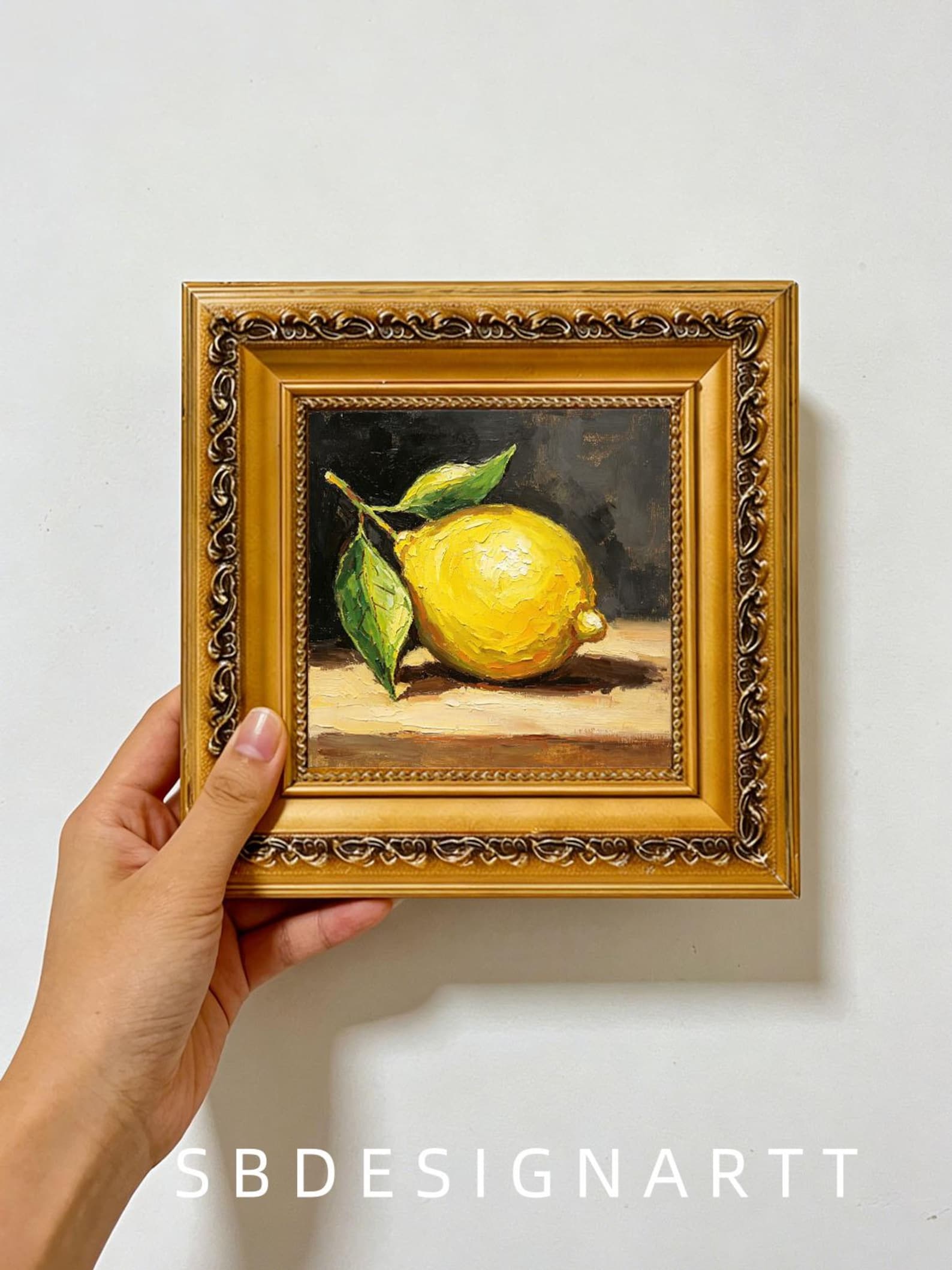 Hand Painted Fresh Yellow Lemon Fruit Still Life Wall Art, Custom Oil ...