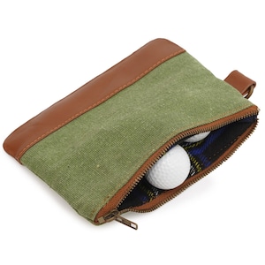 Canvas Leather golf Pouch | Golf Accessory Bag | Canvas Valuables Pouch | Golf Pouch Bag | Golf Gifts | Gifts for Golfers | Gift For Him