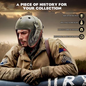 WWII-Inspired M1938 Armored Crew Replica | Vintage Historical Headgear Prop | U.S. Army Reenactment Accessory | Collectible Costume Piece