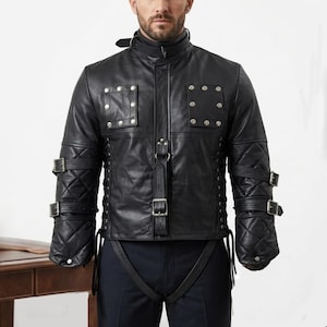 Genunie Leather Straight Jacket Adult bondage Restraint Arm Binder Heavy Duty Straitjacket with Adjustable Straps Gift For Him Mature