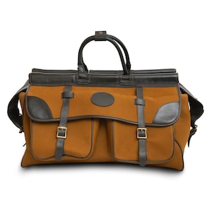 Extra Large Canvas Tool Storage Bag with Leather Trim, Heavy Duty Gear Bag, Utility Carryall Tote, Vintage Style Canvas Bag for Men