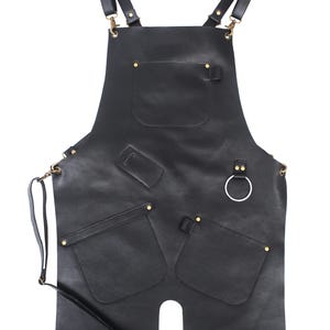 100% Genuine Leather Woodwork Crossback Aprons | Multi-Pockets Leather Apron | Leather Blacksmith Apron for Men |  Gift for Her