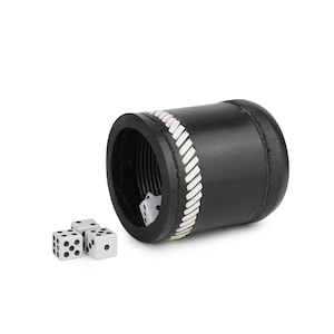 Genuine Leather Dice Cup with 5 Dice & Ribbed Interior –Dice Roller for Yahtzee, DnD, Tabletop Games – Gift for Him, Game Night Accessories.