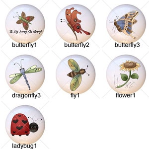 Buggin&#39; You Too Country Insects Bugs Bee Butterfly Dragonfly 1.5&quot; DECORATIVE Glossy Ceramic Dresser Drawer PULLS Cabinet Cupboard KNOBS