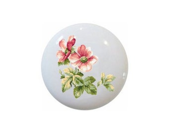 Wild Roses Rose Flowers DECORATIVE Ceramic Dresser Drawer PULLS Cabinet Cupboard KNOBS