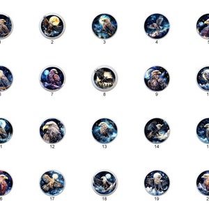 Eagle Dresser Knob: Bird, Stars, Moon - Ceramic Drawer Pull (1.5 inch)