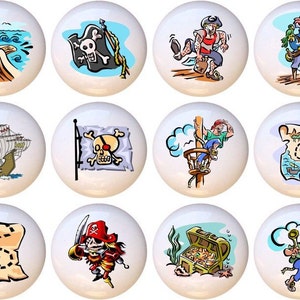 Set of 12 - Pirate Pirates Ceramic Drawer Pull Cabinet Knobs